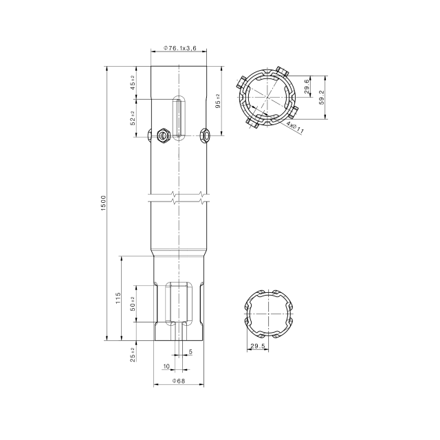 Rallonge pour vis de fondation 76×3.6mm - Réf. 55209